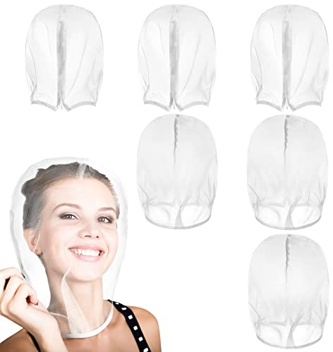 6 Stück Make-up-Schutz, Kapuze, waschbar, leicht, luftig, Nylon, Chiffon, Make-up, Reißverschluss, wiederverwendbar, Gesichtsabdeckung für Frauen, Mädchen, Schönheit, Hochzeiten (weiß)