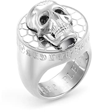 Philipp Plein Herrenring 3D Skull Grau PJ8AA09R