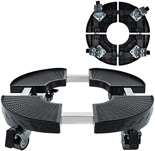 TRMLBE Pflanzenroller Rollbrett Pflanzen mit 360° Drehbare Rollen Pflanzenständer Ø 39-52mm Einstellbar Blumenroller Tragkraft bis 300kg für Pflanzen Transporthilfe Innen- Außenbereich, Schwarz