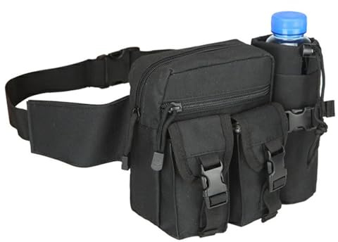 Sac Banane Tactique Molle, Sacoche Ceinture Étanche pour Randonnée Sport | Système Molle Externe, Compartiment Porte-Bouteille Latéral, Tissu Nylon 1000D, Sangles Épaissies, Fermetures Éclair Robustes