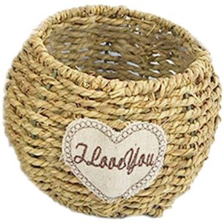 CAXUSD country style wohnaccessoires Naturprodukt Tischdekoration Von Hand geflochten tischdeko esstisch einmachgläser Stroh Blumenkorb Sukkulente Pflanzen Bambus