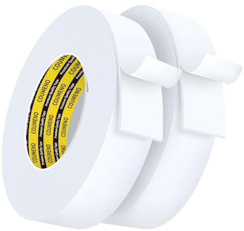COUMENO 2 Rollen Weißes Schaumstoff-Klebeband, 30mm x 5m, 3mm dick. | Einseitiges selbstklebendes Moosgummi-Dichtungsband für Türen und Fenster, Zugluft-, Wasser-, Kollisions- und Schalldicht.