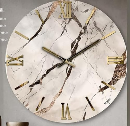 Generico Orologio da Parete, Soggiorno, Cucina, Moderno,Effetto marmo, Base legno, Lavorazione a resina, Numeri a rilievo, Diametro disponibile 40/60/80/100 cm, Made in Italy mod. elegante (60)