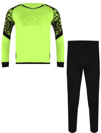 dPois Tuta da Portiere di Calcio per Bambini e Ragazzi Completino Completo Calcio Calcetto Torneo Scuola Sport Maglia da Portiere Maniche Lunghe + Pantaloni Sportivi Verde 9-10 anni