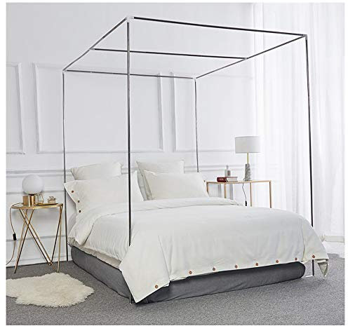 Betthimmel-Gestell aus Edelstahl mit dickem Spiralmuster, Moskitonetz-Halterung für Doppelbett, Doppelbett, Queen-Size-Bett, 4 Ecken, Bettpfosten, Ständer, 16 mm, 1,35 x 2 m Bett
