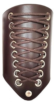 AOEGBY Leder-Stulpenhandgelenkband PU-Handgelenkschutz, mittelalterlicher Handschuh for ComicCon-Fotoshootings, einfarbig Armstulpen(Dark Brown)