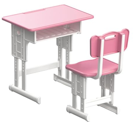 MagiDeal Puppenhaus-Schreibtisch- und Stuhl-Set, Puppenhausmöbel, dekoratives Puppenhaus-Dekorationszubehör im Maßstab 1:12 für Mikrolandschaften, Rosa