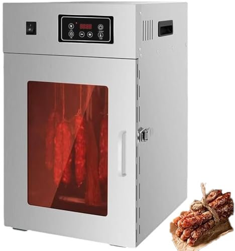Séchoir alimentaire commercial, séchoir à viande rotatif à 360 ° avec panneau LED, déshydrateur alimentaire en acier inoxydable avec 14 crochets, réglage de la température de 30 à 90 ℃, for bœuf