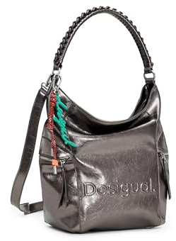 Desigual mochila de ocio Arica Half Logo Backpack Big Dark Silver bronce