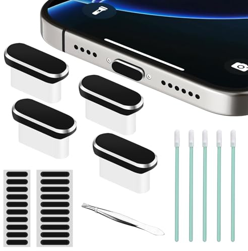 BelleVive 4 Pack USB C Dust Plugs, USB C Dust Cover Type C, Anti Dust Port Plug, Charging Port Protective Cap with Speaker Dust Cover for iPhone 15,16 Series, Samsung Galaxy