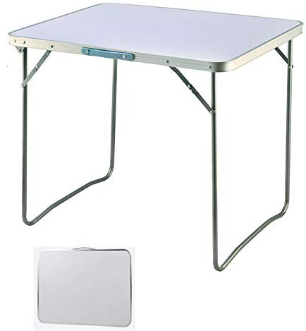 Genérico Mesa Plegable Mesa de Camping Plegable con asa de Transporte Mesa Auxiliar portátil para jardín, para cenas en Interiores y Exteriores, Fiestas de Barbacoa Color Blanco (80 x 60 x 69 cm)