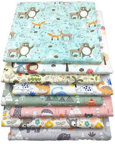 YUMILI 8 stycken bomullstyger för patchwork, DIY-patchwork, bomullstyger, 50 x 50 cm, bomullstyg för DIY-hantverk, blommig tryck, tyg för hantverk, DIY-hantverk