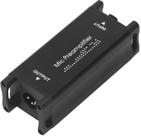 Tbest Préampli de Microphone Dynamique Amplificateur sans Perte à Faible Bruit Préamplificateur de Gain de Micro 25DB pour L'enregistrement en Streaming en Direct