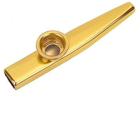 RASTKY Aluminiumlegierung Tragbarer Kazoo - Leichtes Gold Kazoo -Musikinstrument für Lustige Familienversammlungen, Sing -Alongs und Jam -Sessions mit Ukulele & Gitarre (Golden)