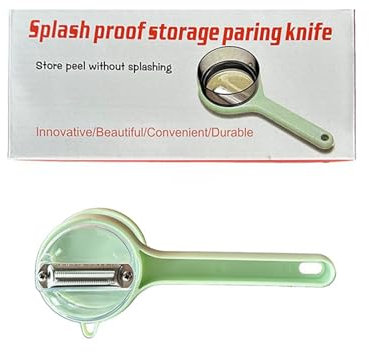 Verdura Sbucciare con contenitore per frutta e verdura, pelapatate con contenitore, doppia funzione in acciaio inox per cucina domestica (Green, One Size)