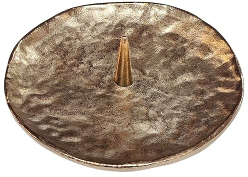 Massiver Bronze Kerzenleuchter mit Dorn Ø 13 cm Gold massiv aus Deutschland von Ch. Fischbach für Altarkerzen, Hochzeitskerzen, für besondere Anlässe