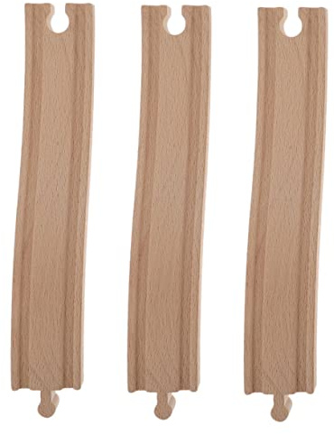 TOYANDONA Holz Zugschienen 3 Stück Kinder Lernspielzeug Spielzeugeisenbahn Gleis Zubehör Bogenförmig Schienen Für Kreatives Bahn Szenen Layout