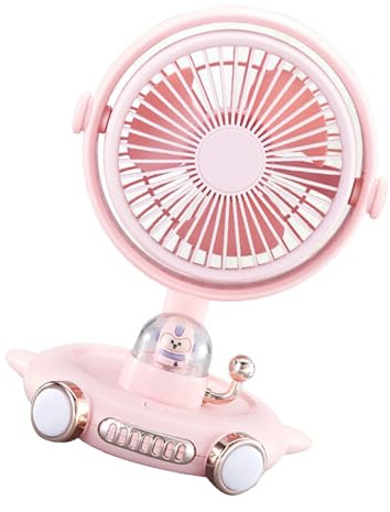 PUNELE Operación Tranquila Ventilador de Mesa de Escritorio Mini, Batería de 1200 MAh, 3 Velocidades, con Hidratación de Cara, Ventilador Portátil de Mano, Ventilador de Escritorio, (Rosado)