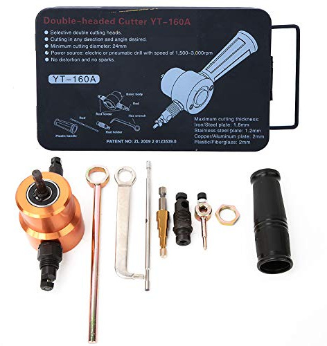 360°Double Head Sheet Metal Cutter Versatile Nibbler Drill DIY Cutting Tool Car Maintenance Kit