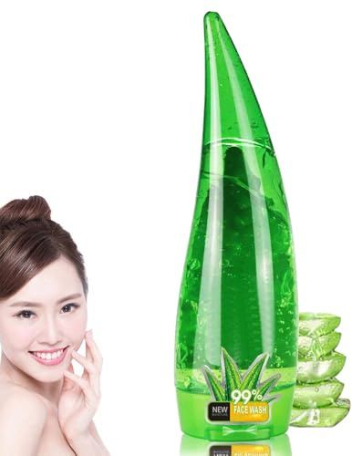 Gel nettoyant pour le visage à l'aloe vera, 99 % gel hydratant apaisant à l'aloe vera, mousse nettoyante en profondeur, huile équilibrante, nettoyage quotidien rafraîchissant pour tous les types de