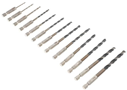 Angoily 13 piezas Brocas Hexagonales para Taladro Inalámbrico Acero Duradero para Madera Aluminio Plástico y Metal Cambio Rápido y Perforación