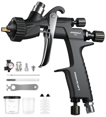 InoKraft Drizzle Pro LVLP Lackierpistole Professionelles Farbsprühsystem | extrem leicht (340 g), Low-Overspray, 1.3B/1.3C Düsenkit – für Auto, Wandfarbe & Industrie