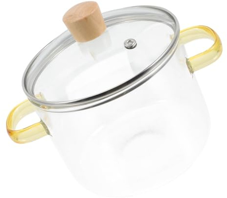 Toyvian Casserole Verre Transparente avec Couvercle et Poignées Doubles Marmite à Mijoter Stable pour Cuisine Familiale Cuisson Polyvalente et Facile à Nettoyer