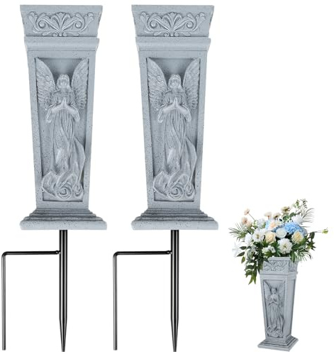 Grave Vase with Spike - Resin Memorial Vase Cemetery Flowers Holder,Cemetery Vases Headstones for Fresh or Artificial Flowers