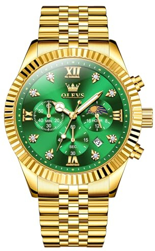 OLEVS Uhr Herren Luxus Edelstahl Chronograph Analog Wasserdicht Quarzuhr