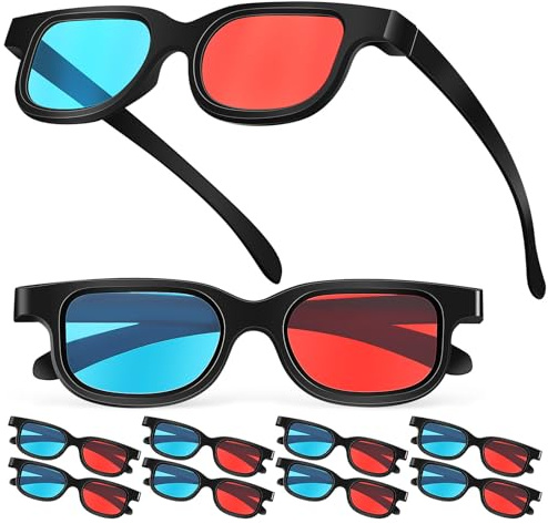 Holibanna Occhiali 3d Rosso Blu 10 Pezzi con Montatura Ultra-leggera in Abs+pe Compatibili con Schermi da Cinema e Uso Domestico