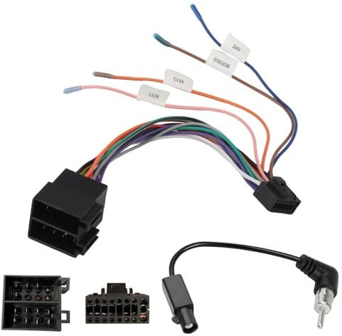 Cable Adaptador de Radio ISO 16 Pines para Coche con Adaptador de Antena, Cable ISO Radio Coche, Arnés de Cableado Estéreo para VW Polo Golf Passat Beetle BMW