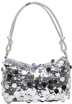 ASFWAGQ Clutch Damen Tasche Glitzer Pailletten Schultertaschen Abendtasche Damen Glitzer Tasche Mit Reißverschluss Gold Kettentasche für Hochzeit Prom Party