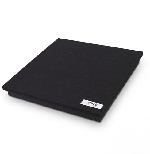 Sound Dampening Speaker Riser Foam - 15” x 15” Audio Acoustic Noise Isolation Platform Pads Recoil Stabilizer w/Rubber Base Pad For Studio Monitor, Subwoofer, Loud Speakers