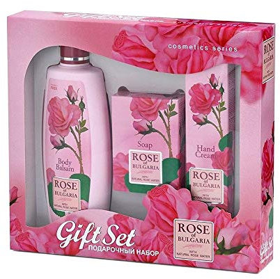Rosa de Bulgaria Set di Cura della Pelle con Balsamo Corpo 330 ml, Sapone Mani 100 gr e Crema Mani 75 ml