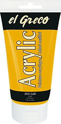 KREUL 28551 - El Greco Acrylic, 150 ml Tube in gold, hochpigmentierte, glänzende Acrylfarbe in Studienqualität, buttrig vermalbar, für pastose Malerei