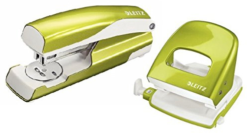 Esselte Leitz Locher NeXXt 5008 und Heftgerät NeXXt 5502 im Set (Set: Locher Heftgerät, grün metallic, 1)
