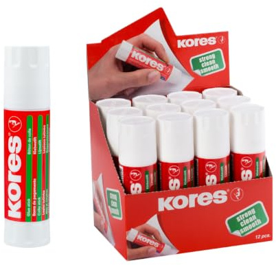 Kores 20 g, auswaschbar, ungiftig, Klebestift, 12 Stück