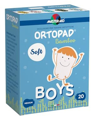 MASTER AID Ortopad Soft Boys Medium - Cerotti Colorati Oculari per Bambini - Cerotto Occlusore Occhio Bambini per il Trattamento di Occhio Pigro e Strabismo - 1 Confezione da 20 Pezzi - 7,6 x 5,4 cm