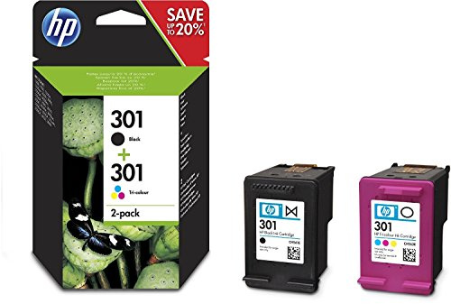 Original HP Tintenpatrone Schwarz und Farbe 301 für Envy 5534 und Deskjet 1010 Drucker