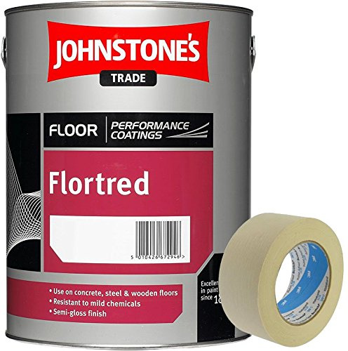 Johnstone's Flortred Floor Paint Dark Grey 5L 2 inch Masking Tape Included