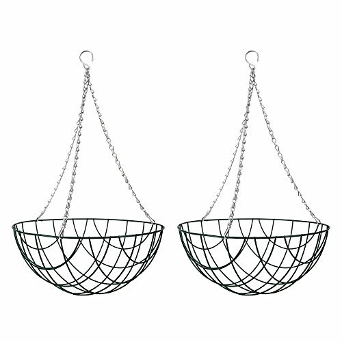Gardens2you 2 x Traditional 14-inch Green Metal Hanging Baskets