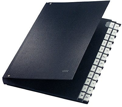 Leitz Pultordner, A4, 24 Fächer, 24 Plastik-Buchstaben-Taben, Kunststoff, Schwarz, 59240095
