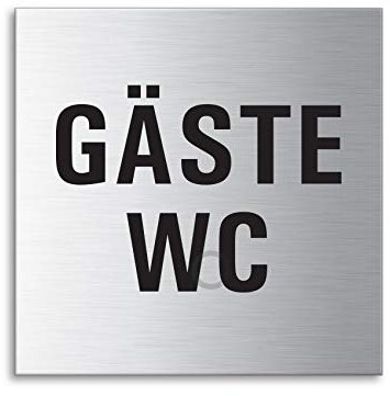 Türschild Gäste WC Edelstahl fein matt gebürstet 70x70 mm Nr.38006