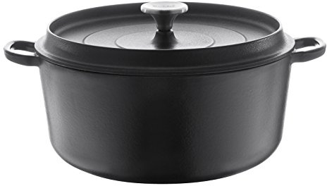 Berndes 034143 Eisenguss Bräter mit Gussdeckel Emaille, 2,7 L, 20 cm, rund, schwarz