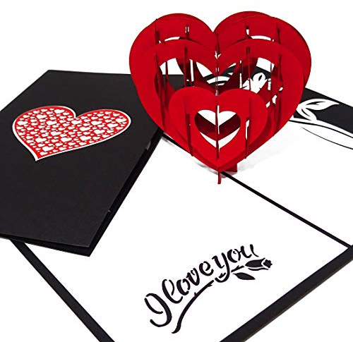 Pop Up Karte Read Heart - I Love you Liebesgruß, Verlobungskarte,Valentinskarte, Geburtstagskarte, Hochzeitskarte, 3D Karte, Valentinstag, Liebe, Verlobung, Hochzeit