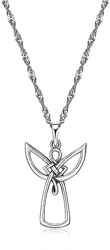 MORGAN & PAIGE .925 Sterling Silver Necklace for Women Oxidized Celtic Angel Knot - Intricate and Elegant Dainty Necklace for Women Jewelry Gift for Her 18 inch