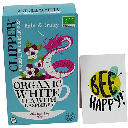 CLIPPER - Infusión de Té Blanco Aromatizado con Frambuesa - Orgánico y Fairtrade - - 26 Filtros sin Blanquear