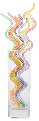 Reusable Spiral Wavy Wiggly Straws in Multicolour - Great for Kids (20)