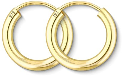 EDELIND Creolen Gold 333 Echtgold 15 mm - kleine Ohrringe 2.5 mm breit - für Damen, Kinder, Herren - mit edler Geschenkbox