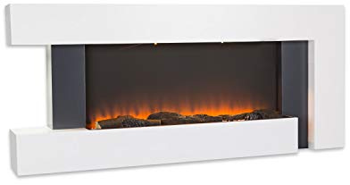 Klarstein Chimenea Electrica Bajo Consumo Pared, Estufa sin Leña de Interior, Chimeneas Electricas Decorativas 2000W, Llama LED, Chimenea Decorativa con Mando, Temporizador y Efecto Real Troncos